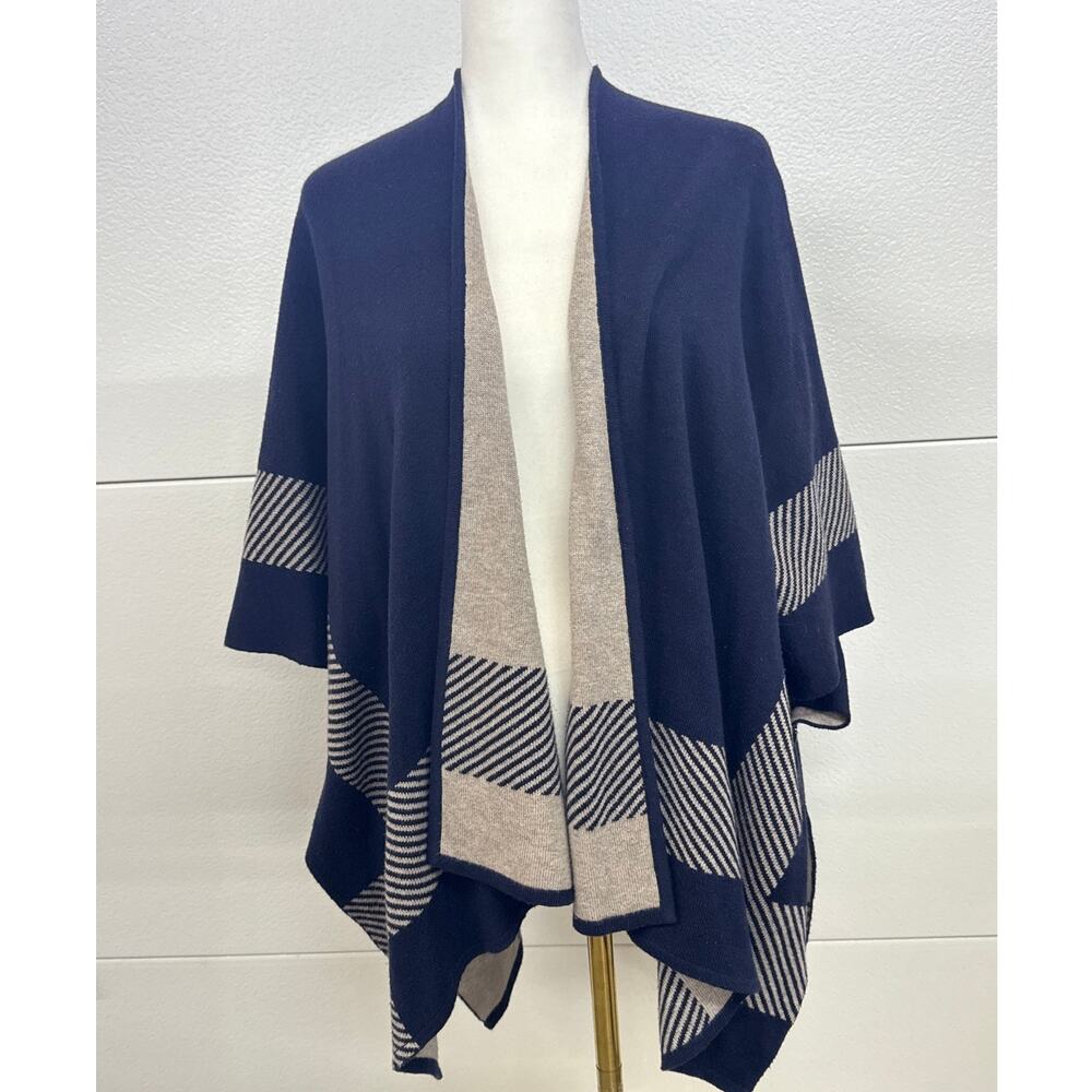 Cabi reversible wrap cape/sweater Tan and Navy